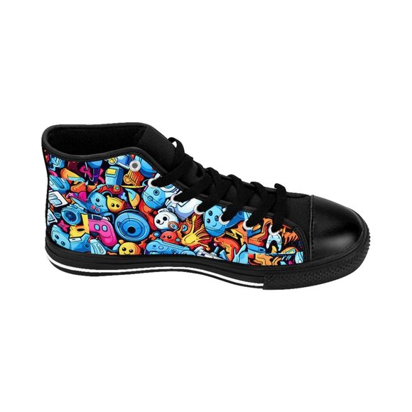 Video Game Graffiti Man Shoes, Luxury Stylish, Men's Canvas Boots, Classy Mod Ar - Picture 2 of 8